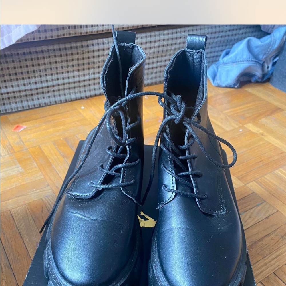 Black Lace-Up Boots